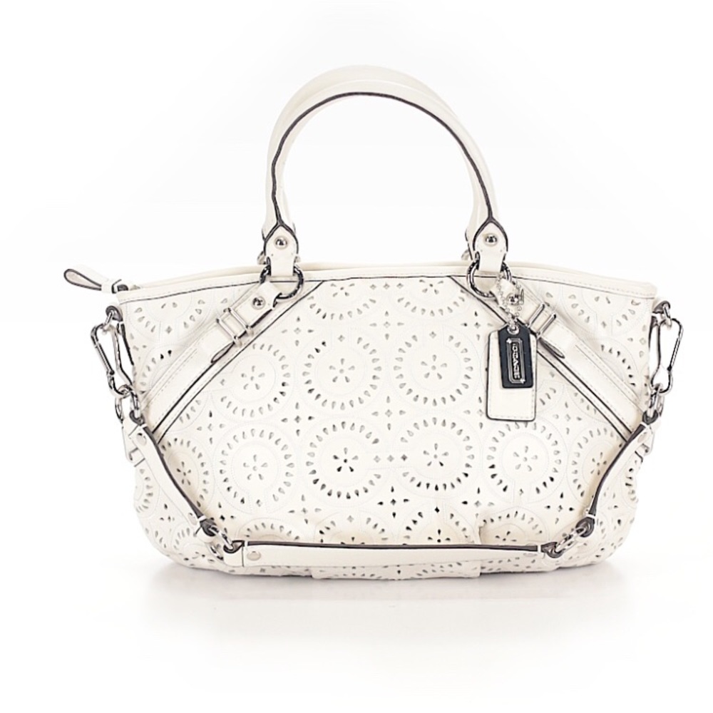 Coach perforated white leather bag